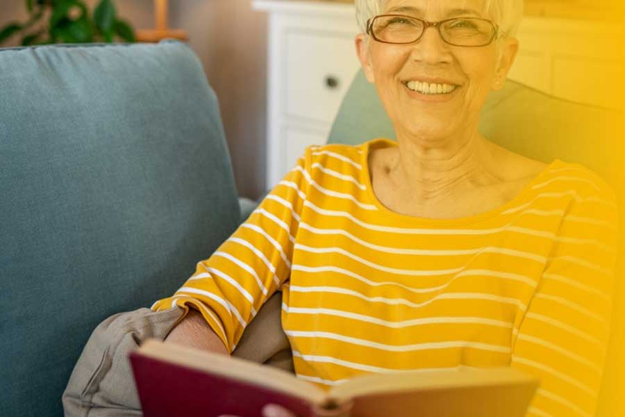 Customer relaxing in a comfortably heated home
